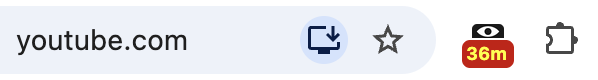 Screenshot of Watchtime Badge showing time on YouTube icon